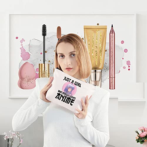 LEVLO Anime Fans Make up Bag Anime Lover Gift Just A Girl Who Really Loves Anime Cosmetic Make up Bag(Loves Anime) - Image 2