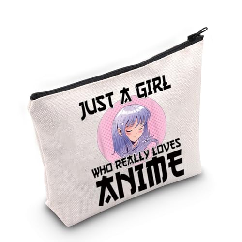 LEVLO Anime Fans Make up Bag Anime Lover Gift Just A Girl Who Really Loves Anime Cosmetic Make up Bag(Loves Anime) - Image 1
