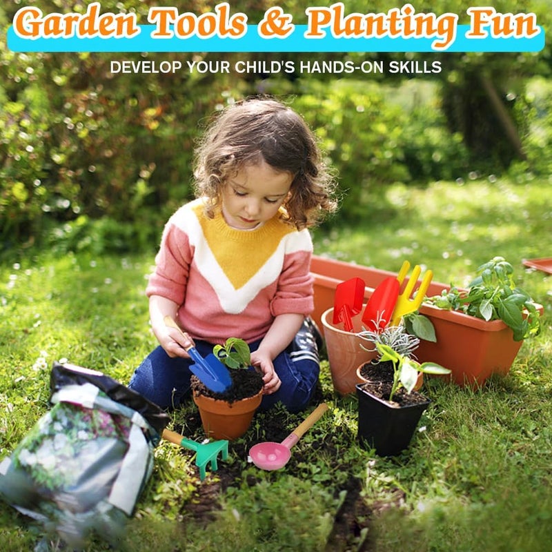 6 Piece Kids Gardening Tools, Children Beach Sand Toys, Made of Metal with Sturdy Wooden Handle, Safe Beach Gardening Set, Spoon, Fork, Rake & Shovel, Gifts for Kids - Image 3