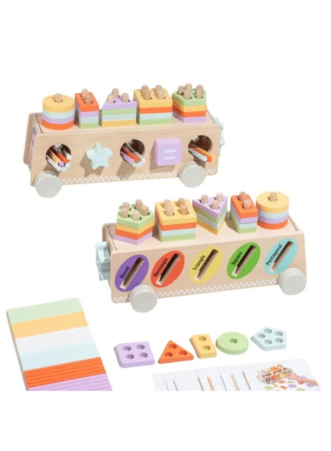 Factory Price Montessori Multifunctional Wooden Shape Sorter With Color Sticks - Image 2