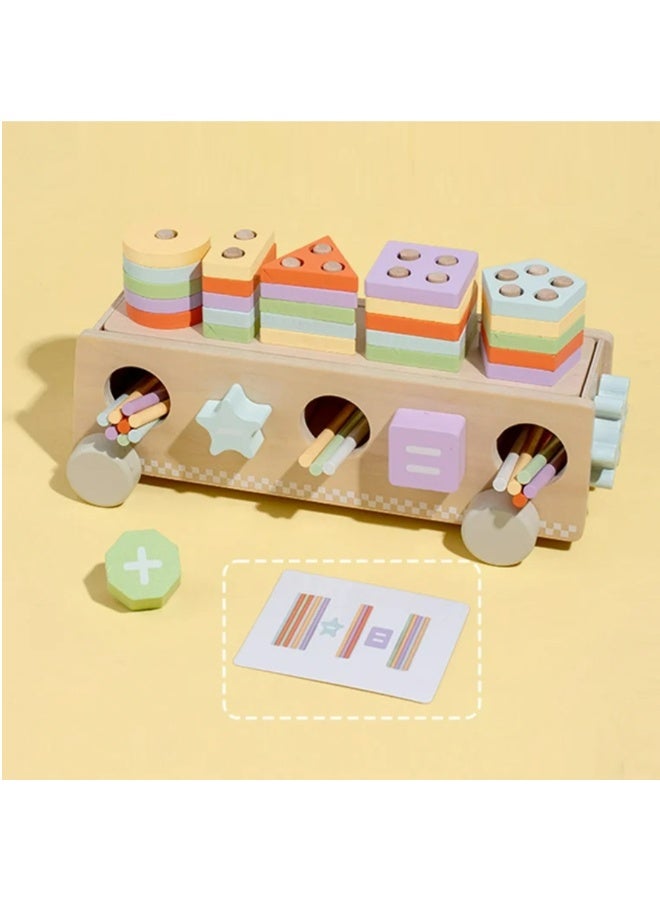 Factory Price Montessori Multifunctional Wooden Shape Sorter With Color Sticks - Image 4