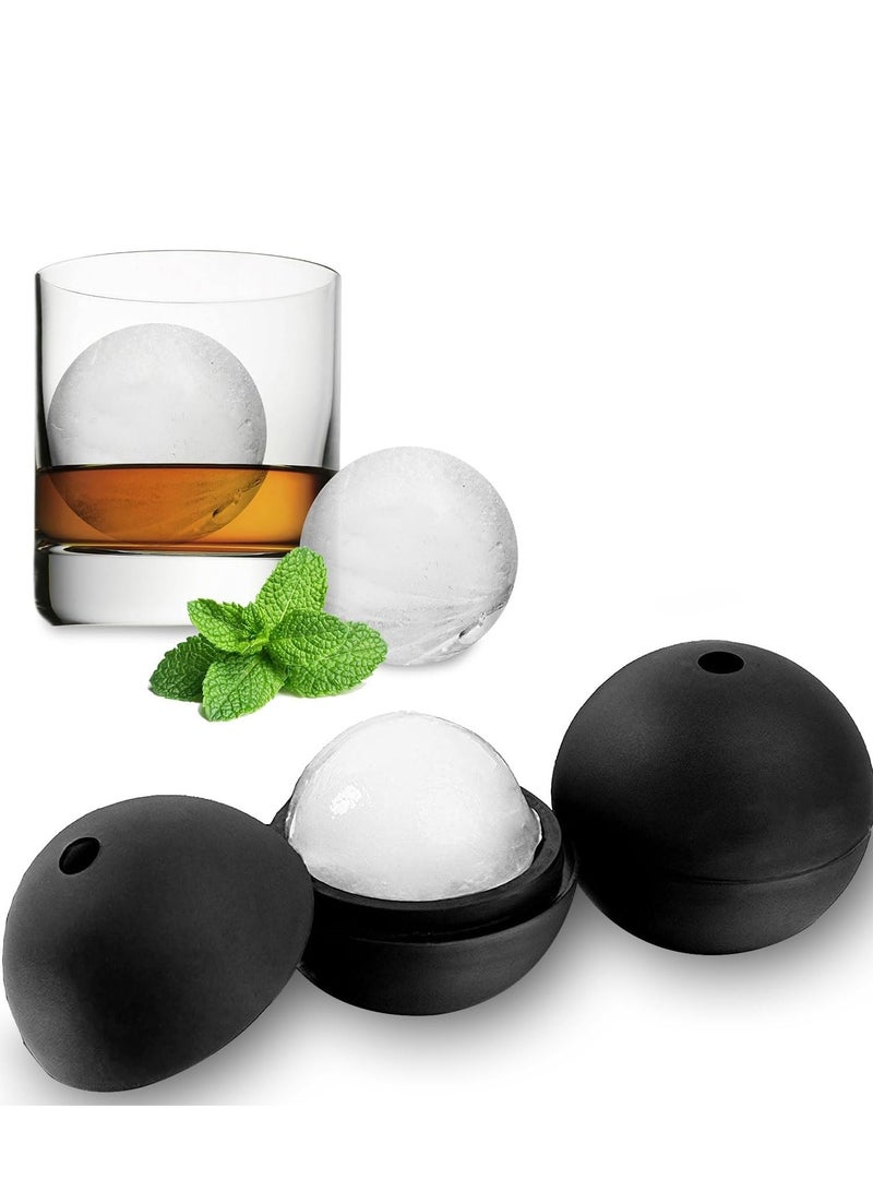 SYOSI Ice Ball Molds, Large Round Sphere Ice Molds, Silicone Sphere Ice cube Molds with Built-in Funnel-Makes Large Ice Cube Soda, Everyday Use, Parties-Reusable, BPA Free - Image 1