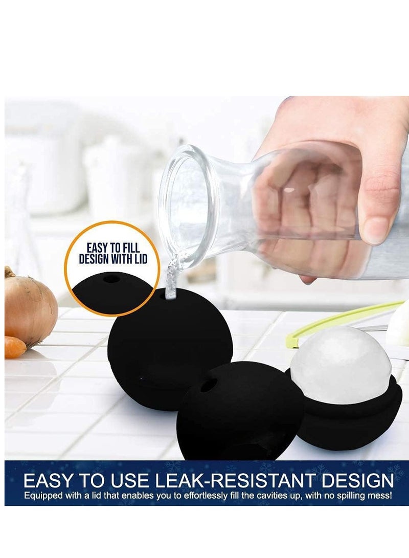 SYOSI Ice Ball Molds, Large Round Sphere Ice Molds, Silicone Sphere Ice cube Molds with Built-in Funnel-Makes Large Ice Cube Soda, Everyday Use, Parties-Reusable, BPA Free - Image 3