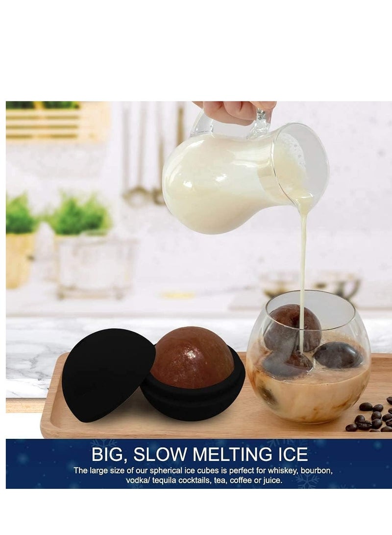 SYOSI Ice Ball Molds, Large Round Sphere Ice Molds, Silicone Sphere Ice cube Molds with Built-in Funnel-Makes Large Ice Cube Soda, Everyday Use, Parties-Reusable, BPA Free - Image 2