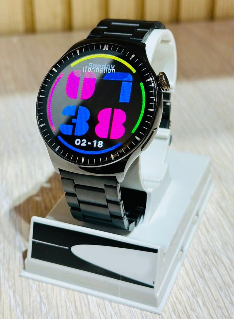 Rock 30 HD Round Display Stainless Steel Smartwatch with 2 bands, Compatible for Android & iOS - Image 2