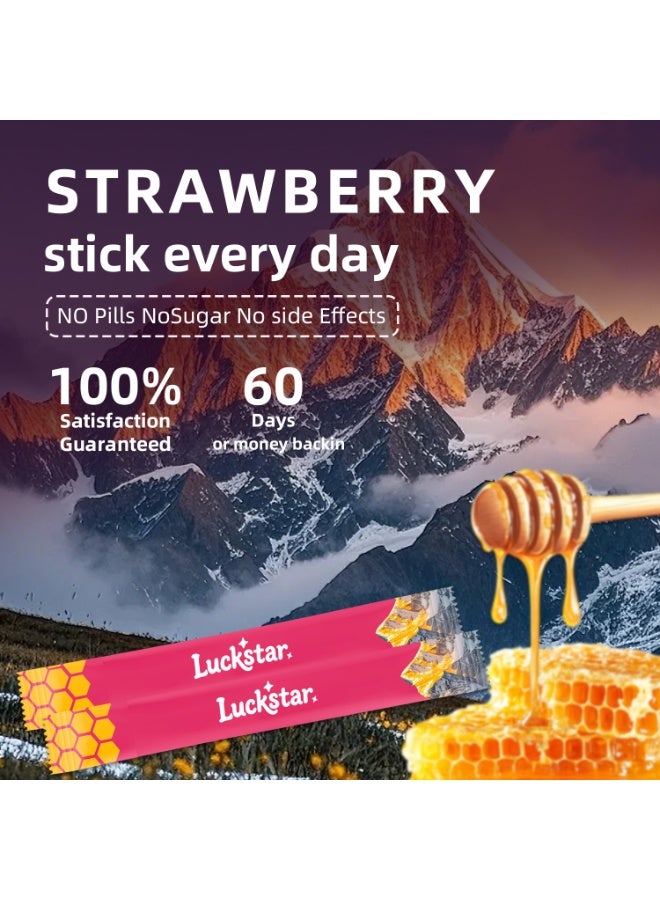 LUCKSTAR Honey Sticks | Strawberry Flavor | Himalayan Organic Honey & Shilajit Resin | Daily Energy & Stamina Boost | 30 Sticks Luckstar - Image 5