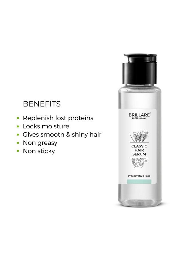 BRILLARE Professional Classic Hair Serum For Dry Frizzy Hair Women, Enriched With Wheat Germ & Grape Seed Oil, For Smooth, Shiny & Tangle Free Hair, 70 Ml - Image 3