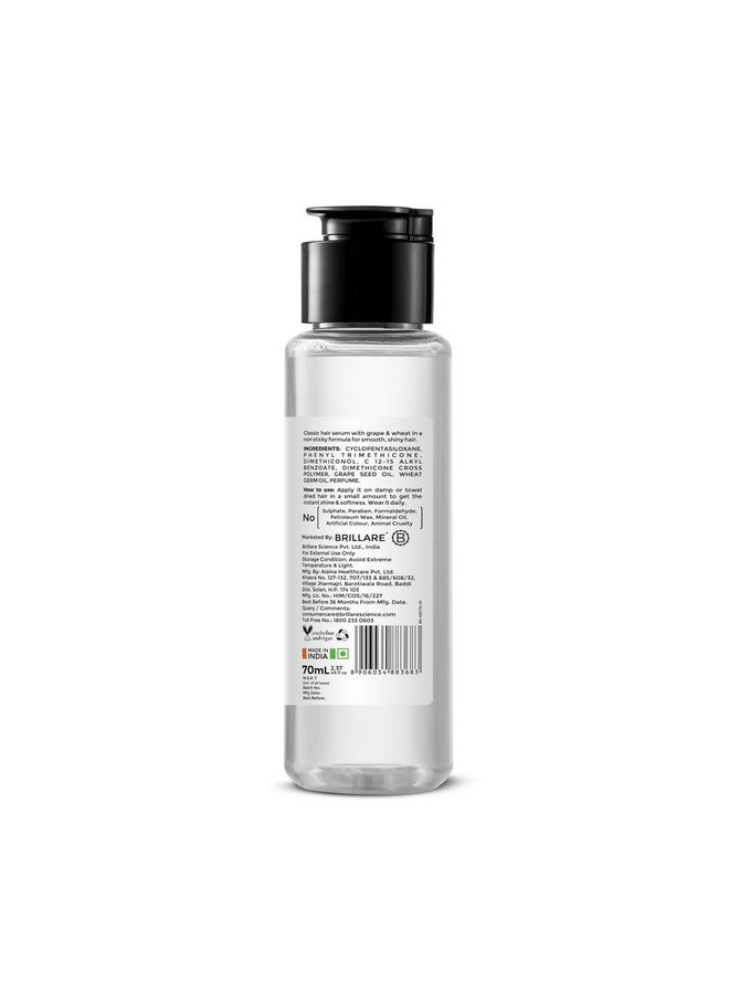 BRILLARE Professional Classic Hair Serum For Dry Frizzy Hair Women, Enriched With Wheat Germ & Grape Seed Oil, For Smooth, Shiny & Tangle Free Hair, 70 Ml - Image 4