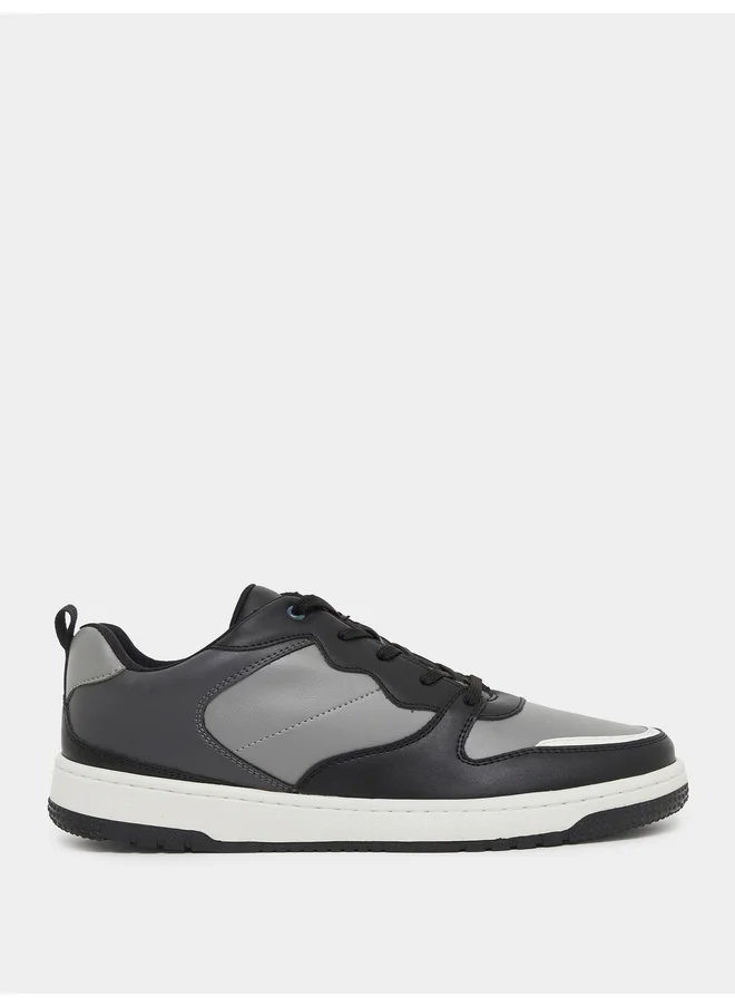ستايلي Styli Color Block Low Top Lace-Up Court Sneakers