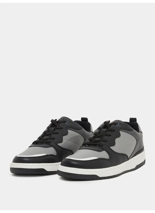 ستايلي Styli Color Block Low Top Lace-Up Court Sneakers