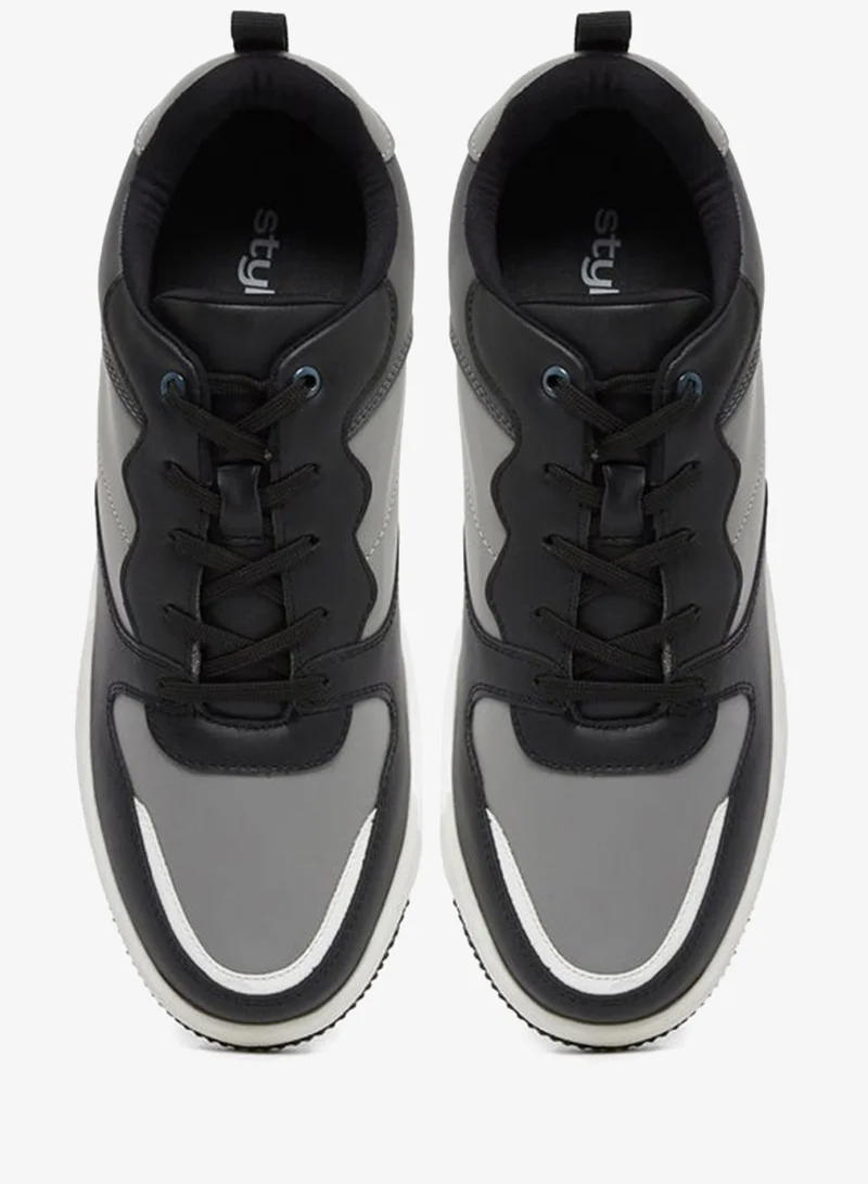 Styli Active Color Block Low Top Lace-Up Court Sneakers