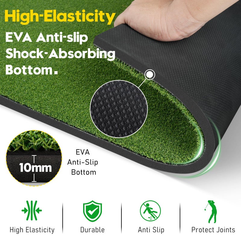 KJSUE Premium Dual Turf Golf Mat with Ball Tray, 5x4 FT Golf Hitting Mats Practice Outdoor Indoor for Backyard Driving Range Simulator Mat, Golf Chipping Swing Training Aid Mat, Gifts for Dad,Men,Golfers - Image 4