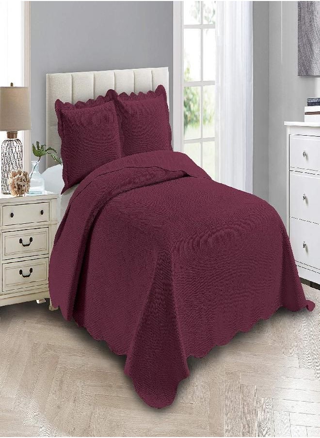 Linen Plus - Linen Plus Luxury Oversized Coverlet Embossed Bedspread Set Solid Beige Full/Queen Bed Cover New # Ashley - Image 1