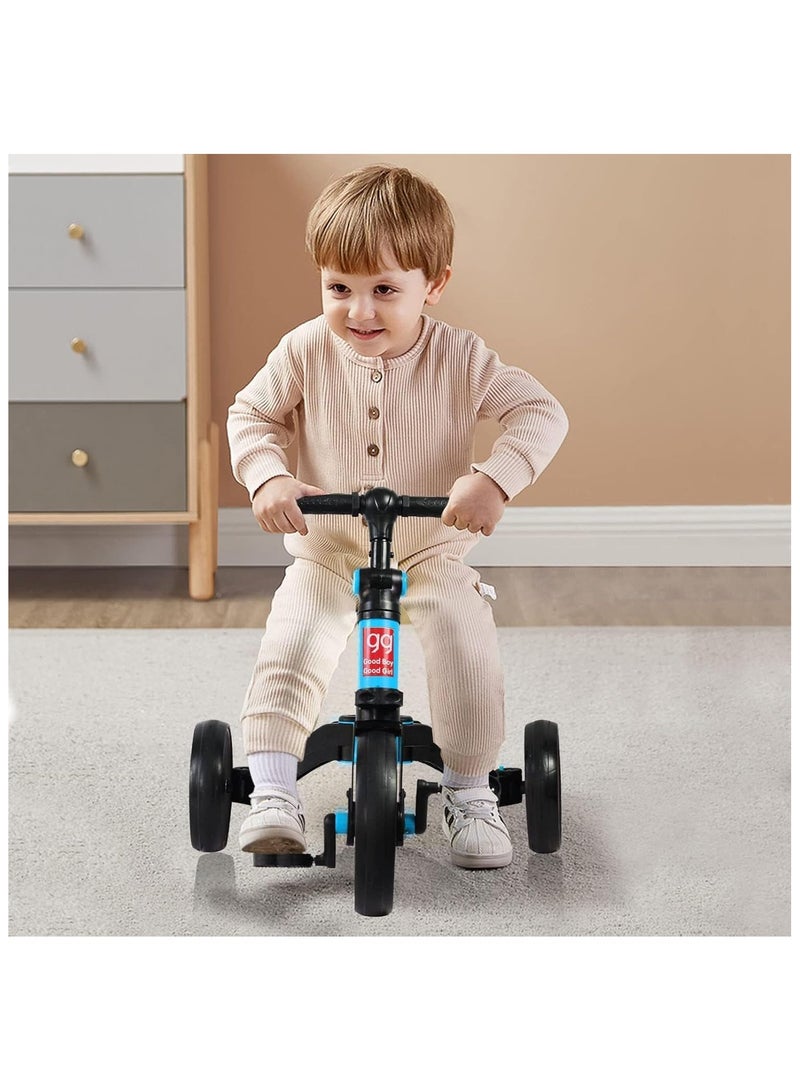 4 In 1 Kids Tricycles Toddlers Trike with Adjustable Seat for Indoor and Outdoor Girls and Boys Blue
