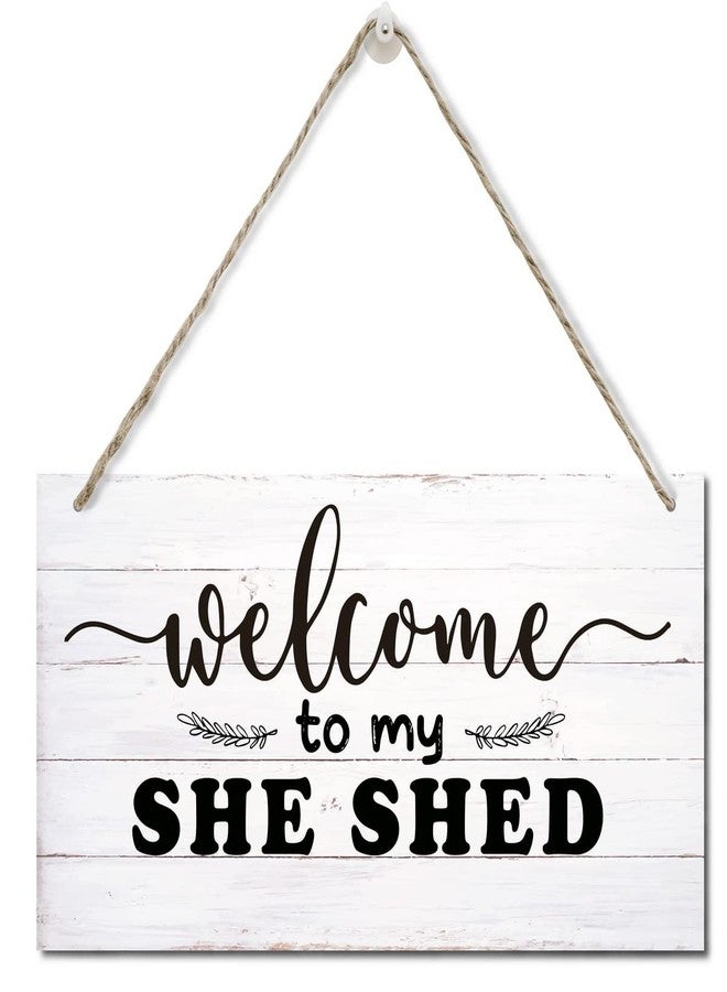 Razpah Rustic She Shed Sign Decor, Printed Wood Plaque Sign Wall Hanging, She Shed Room Sign, Farmhouse Rustic Wall Decor Sign Gift, Rustic Farmhouse Wall Decor Welcome Wood Sign, Size 12" x 6" - Image 1