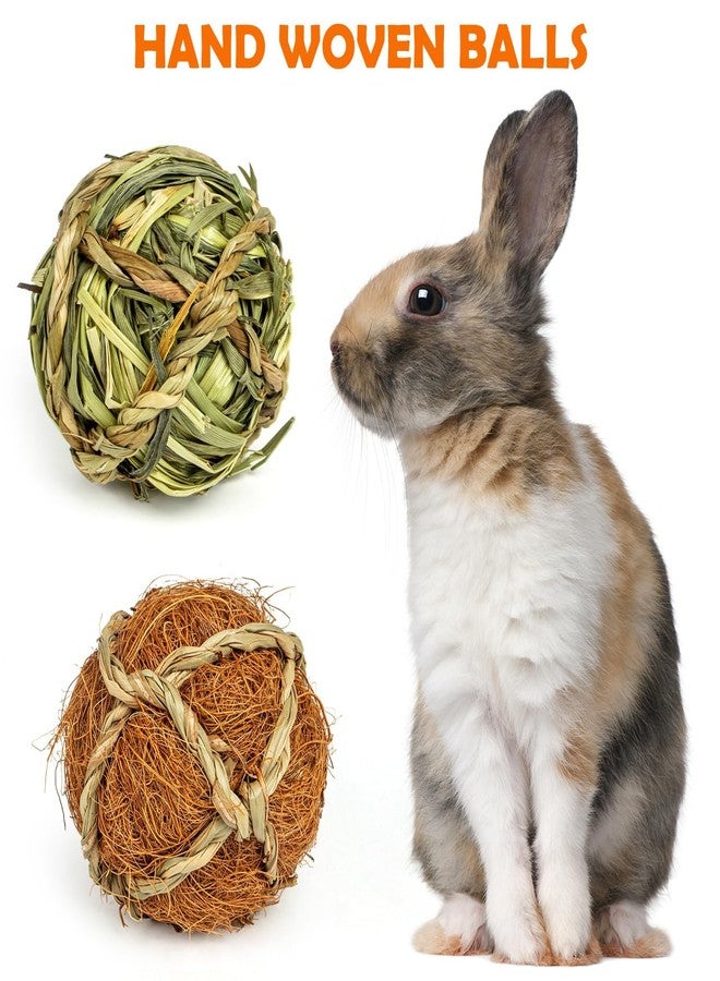 Sofier Rabbit & Guinea Pig Toys 16 Pcs Chew Grass Balls Natural Chews for Rodents - Handmade Enrichment Treats for Chinchillas, Guinea Pigs - Image 2