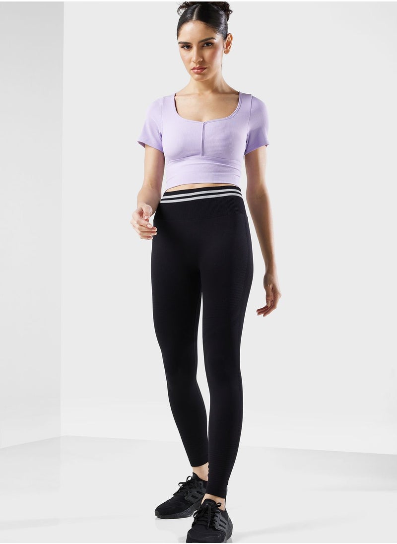 FRWD - Cropped Rib Detail Sports Bra - Image 1