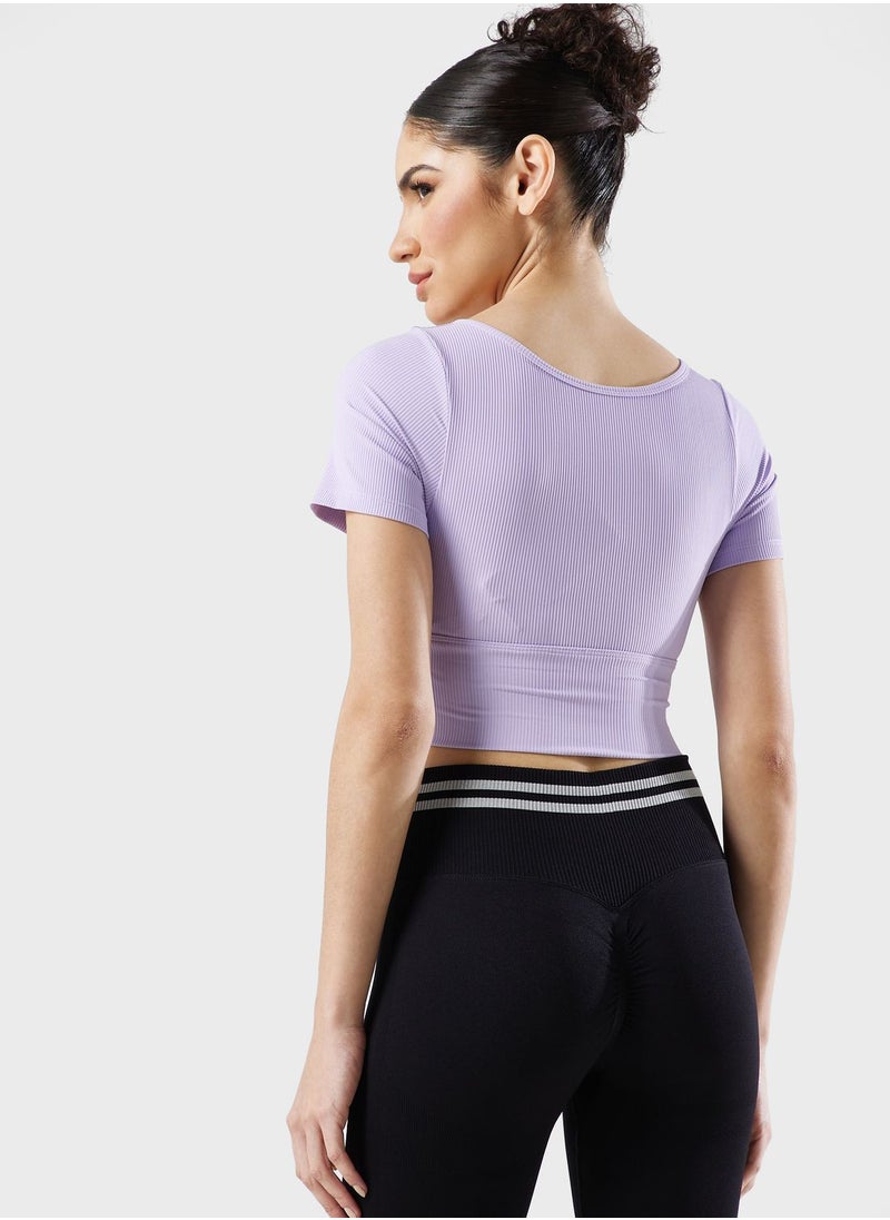 FRWD - Cropped Rib Detail Sports Bra - Image 1