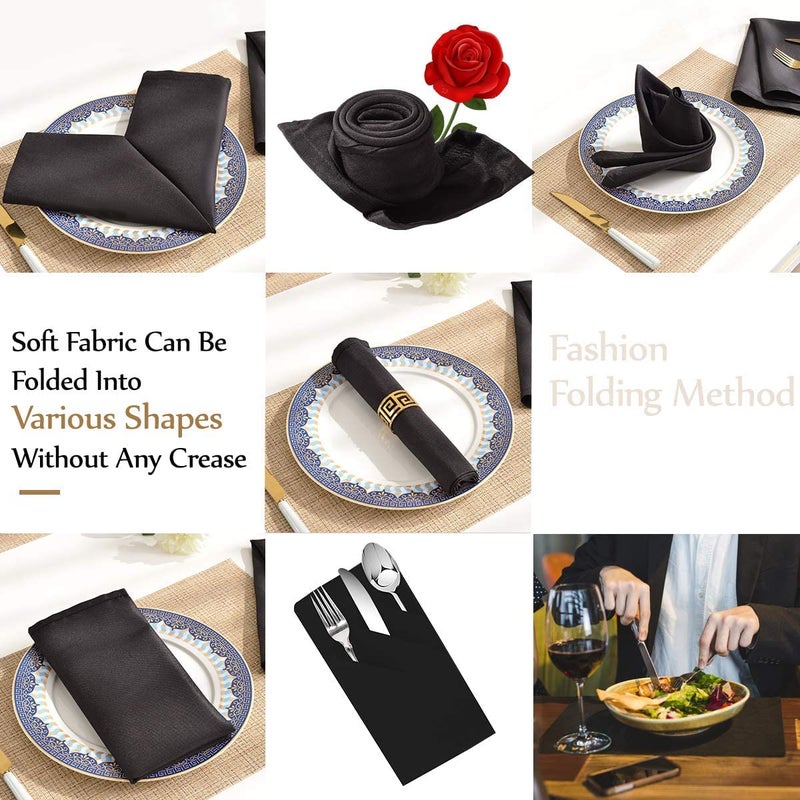 M I Fashions Pure Cotton Dinner Napkin Table Napkins for Dining Table Kitchen Napkins Multipurpose Rumal Pack of 6 17 X 17 Inch Black - Image 5