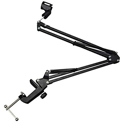 Brain Freezer Microphone Stand with Suspension Boom Scissor Arm – Adjustable Universal Clamp with Mic Holder (Black) - Image 1