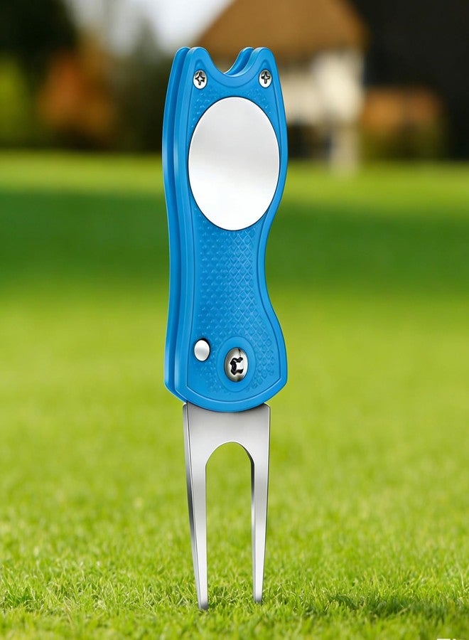 TZWXHDM Golf Divot Repair Tool, All Metal Foldable Divot Tool with Pop-up Button & Magnetic Ball Marker, Mini Divot Repair Tool, Best Choice for Professional Golfers - Image 1
