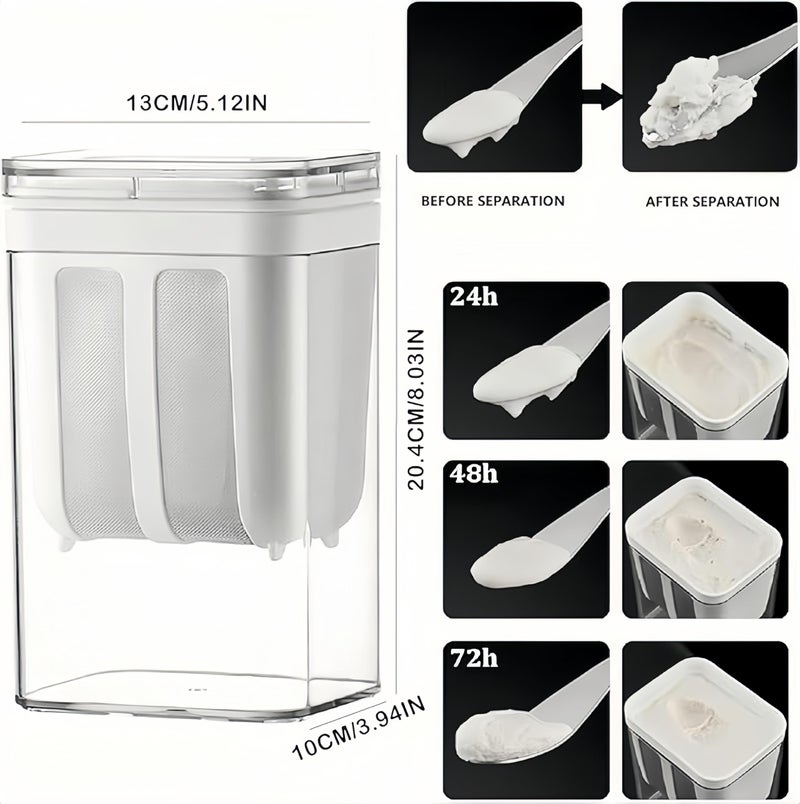 FindXeink Yogurt Strainerâ€”ã€1.9QT/0.475GAL Totalã€‘ & ã€0.9QT/0.23GAL Filterã€‘, Yogurt Strainer Greek Yogurt Strainer Yogurt Press, BPA-Free PP Strainer for Whey Separationï¼ˆTotle1.9QTï¼‰ - Image 2