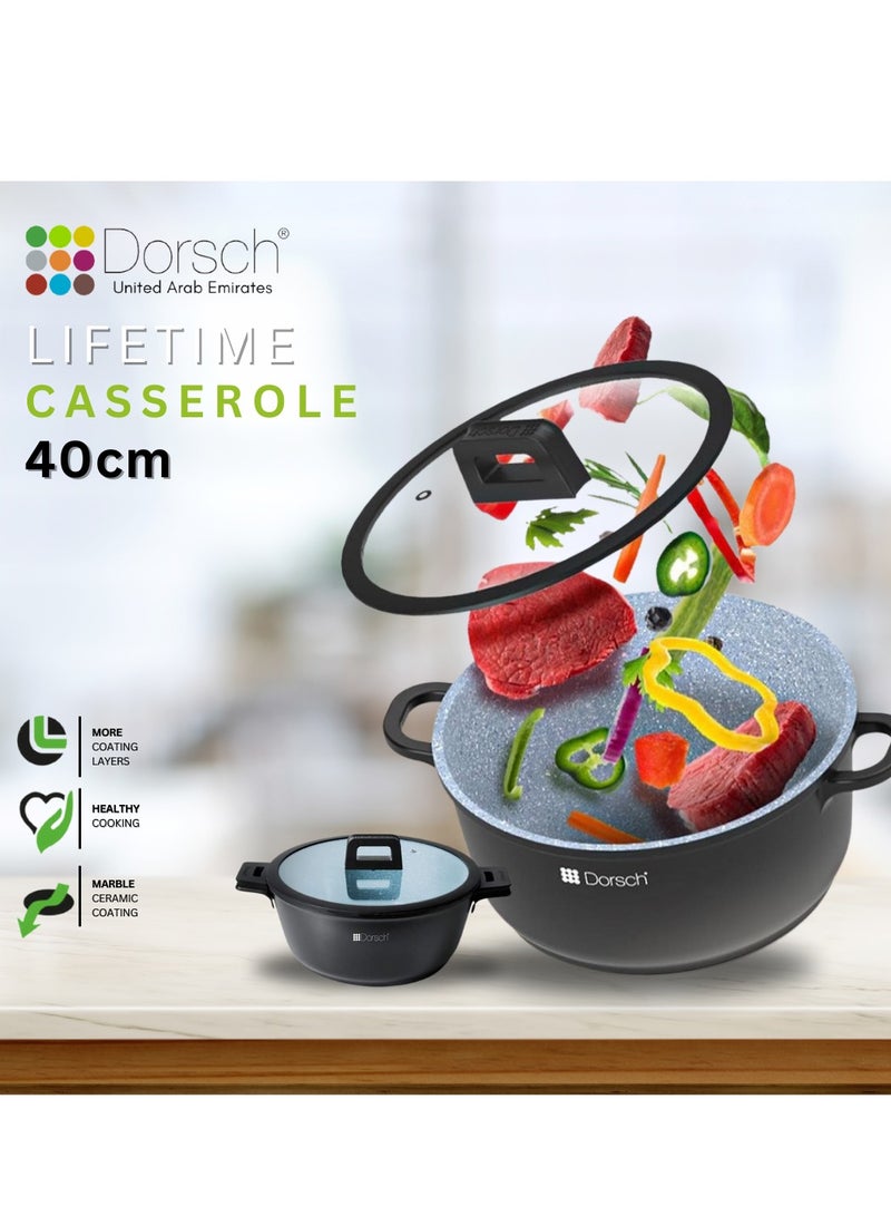 Dorsch Danish Design Ceramic Coated Casserole - Durable, Scratch Resistant - Non-Stick, PTFE Free, TUV Certified, LFGB Tested - Optimal Heat Distribution, Induction Ready, Oven Safe, Easy to Clean for Exceptional Cooking (40Cm - 19Ltr) - Image 4