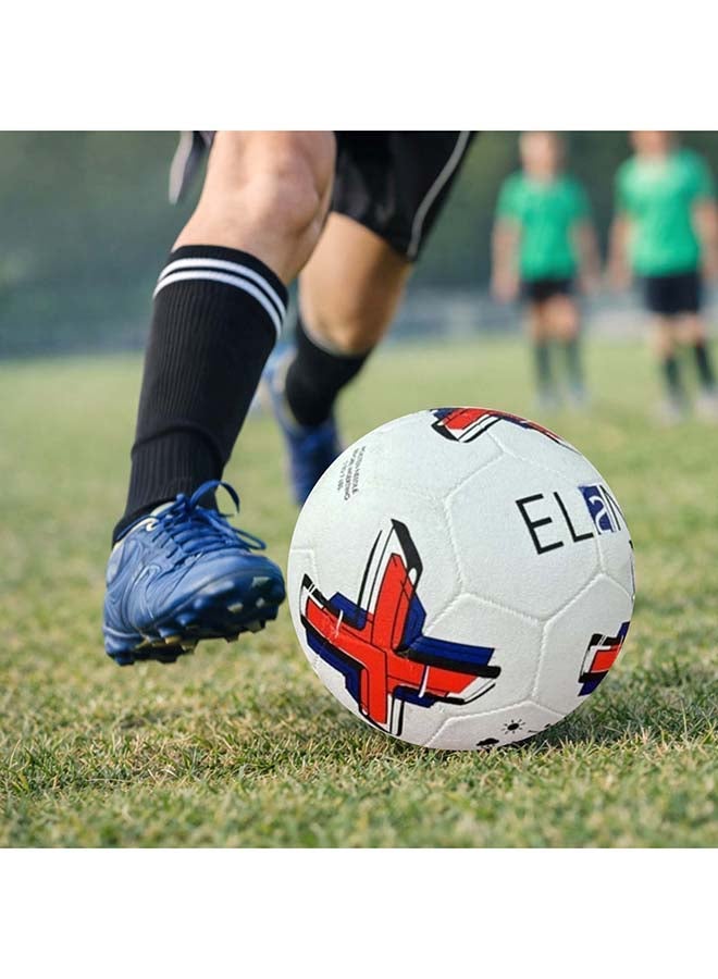 ELAN Maxxo Rubber Moulded Football - Official Match Size 5 & Weight, Durable White & Red Training Soccer Ball, High-Grip All-Weather Performance for Hard Ground, Street & Turf (Ages 14+ Years) - Image 4