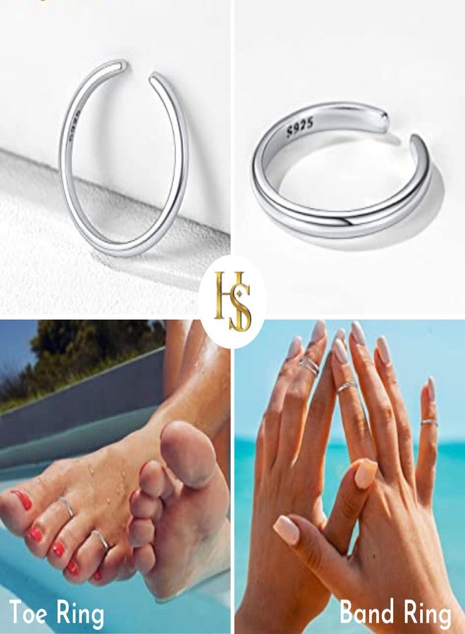 HighSpark Single Line Silver Toe Rings for Women | 92.5 Sterling Silver Hypoallergenic Adjustable Toe Rings | Minimal & Elegant Designs - Single Line- 1 Pair - Image 5
