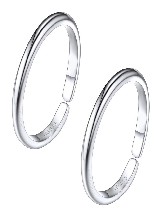 HighSpark Single Line Silver Toe Rings for Women | 92.5 Sterling Silver Hypoallergenic Adjustable Toe Rings | Minimal & Elegant Designs - Single Line- 1 Pair - Image 1