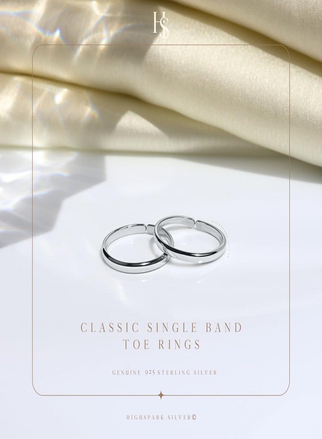 HighSpark Single Line Silver Toe Rings for Women | 92.5 Sterling Silver Hypoallergenic Adjustable Toe Rings | Minimal & Elegant Designs - Single Line- 1 Pair - Image 3
