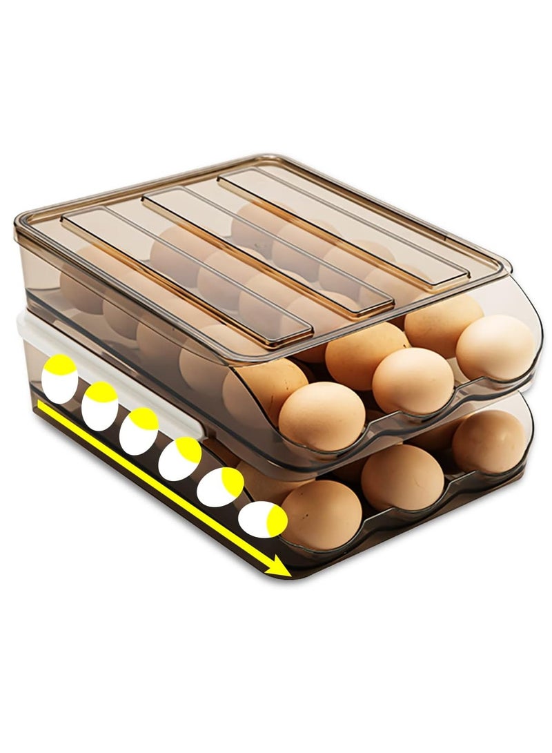 ميكسد حامل بيض بطبقتين، حاوية تخزين بيض دوارة تلقائيا للثلاجة، صندوق تخزين 36 بيضة طازجة للثلاجة، صندوق منظم حاوية تخزين البيض، صينية بيض بلاستيكية شفافة - Image 1