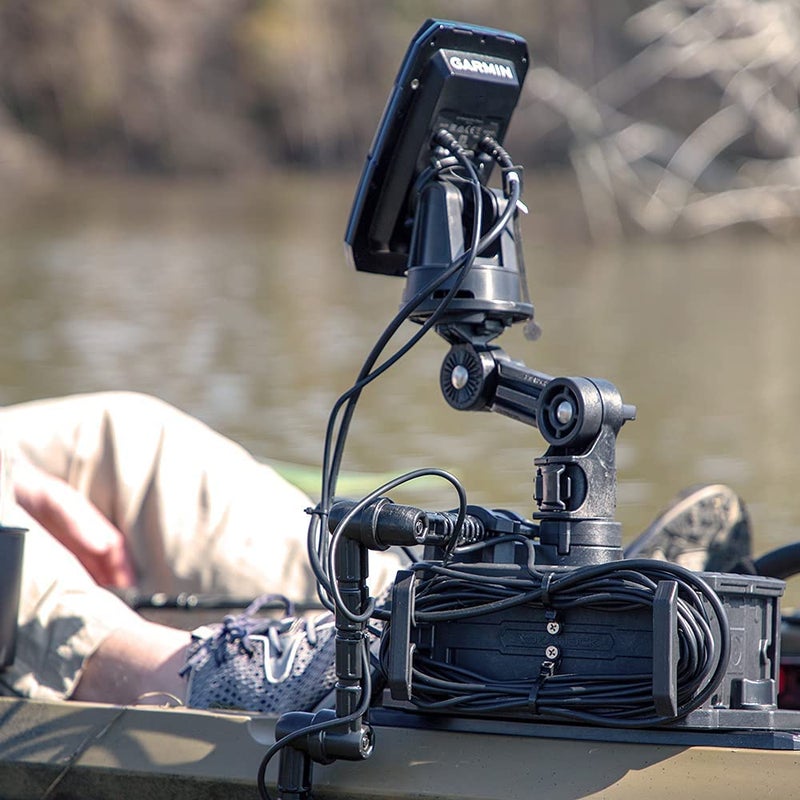 YakAttack Round Base Fish Finder Mount | Kayak Track Mount | Fits Garmin Striker 4 & Raymarine Dragonfly 7 Pro | Secure Kayak Rail Mount | Works with GearTrac & MightyMount | Hardware Included - Image 2