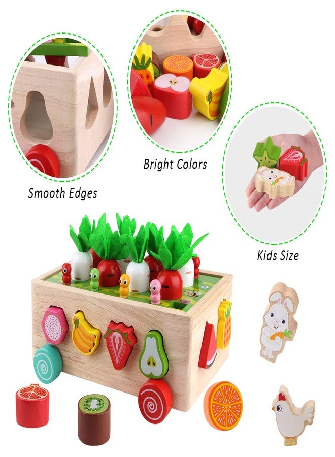 SKYFIELD Montessori Wooden Garden Toy for Baby Boys Girls 1 2 3 Years Old, Fine Motor Skills Developmental Gift Toy Color Shape Fruit Sorting Orchard Cart Farm Game for Toddler 1-3 - Image 4
