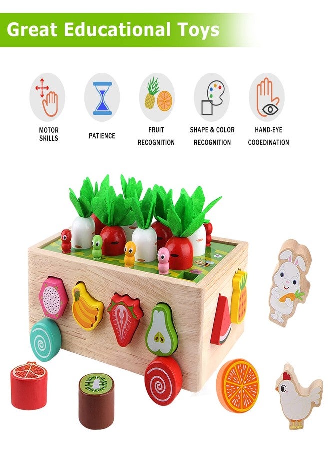 SKYFIELD Montessori Wooden Garden Toy for Baby Boys Girls 1 2 3 Years Old, Fine Motor Skills Developmental Gift Toy Color Shape Fruit Sorting Orchard Cart Farm Game for Toddler 1-3 - Image 5