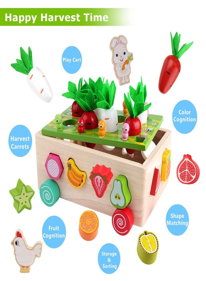 SKYFIELD Montessori Wooden Garden Toy for Baby Boys Girls 1 2 3 Years Old, Fine Motor Skills Developmental Gift Toy Color Shape Fruit Sorting Orchard Cart Farm Game for Toddler 1-3 - Image 3