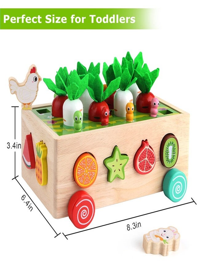 SKYFIELD Montessori Wooden Garden Toy for Baby Boys Girls 1 2 3 Years Old, Fine Motor Skills Developmental Gift Toy Color Shape Fruit Sorting Orchard Cart Farm Game for Toddler 1-3 - Image 2
