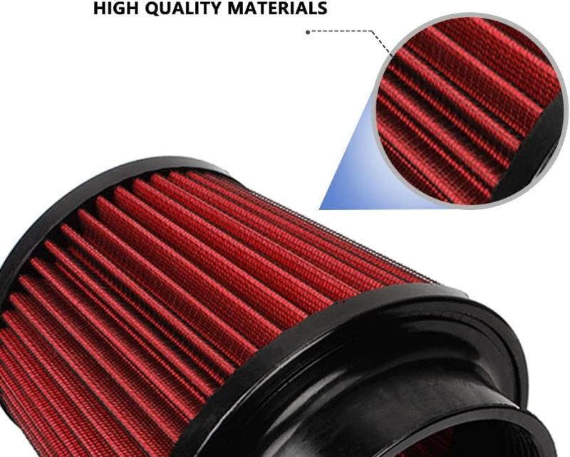 High Flow Air Filter 4 Inch 100mm Red Dry Performance Replacement - Cold Air Intake for Car Engine Performance Upgrade - Image 3