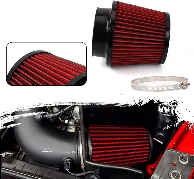 High Flow Air Filter 4 Inch 100mm Red Dry Performance Replacement - Cold Air Intake for Car Engine Performance Upgrade - Image 4