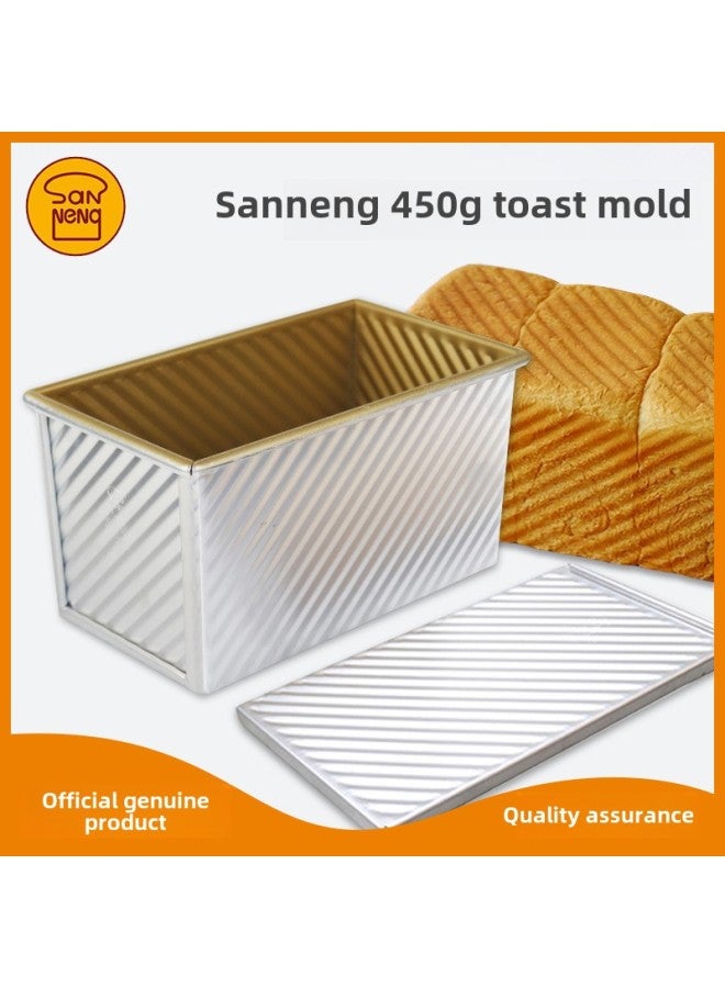 Sanneng 450g Toast Bread Mold With Lid Household Golden Corrugated Toast Box Baking Utensils SN2048-Color:SN2055 Black Corrugated Body - Image 2