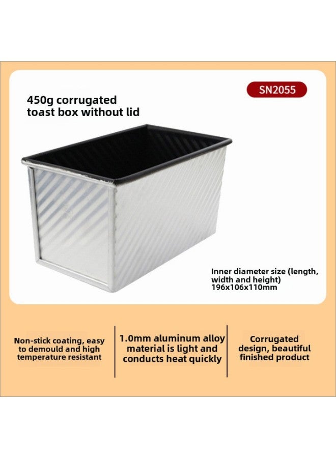 Sanneng 450g Toast Bread Mold With Lid Household Golden Corrugated Toast Box Baking Utensils SN2048-Color:SN2055 Black Corrugated Body - Image 1