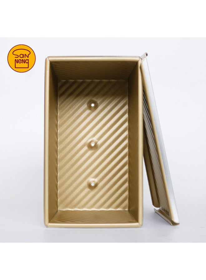 Sanneng 450g Toast Bread Mold With Lid Household Golden Corrugated Toast Box Baking Utensils SN2048-Color:SN2055 Black Corrugated Body - Image 3