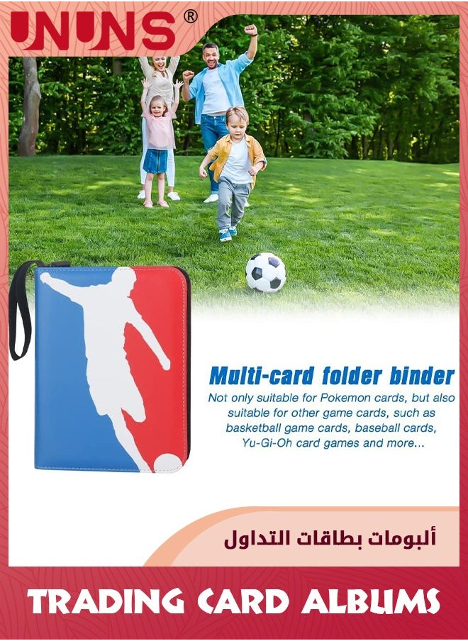 UNUNS Football Card Binder Holder,Soccer Trading Cards With Sleeves,400 Sports Card Storage Organizer For Football Basketball Baseball Soccer Trading Cards With 50 Removable Sleeves 4 Pocket Pages  - Image 5