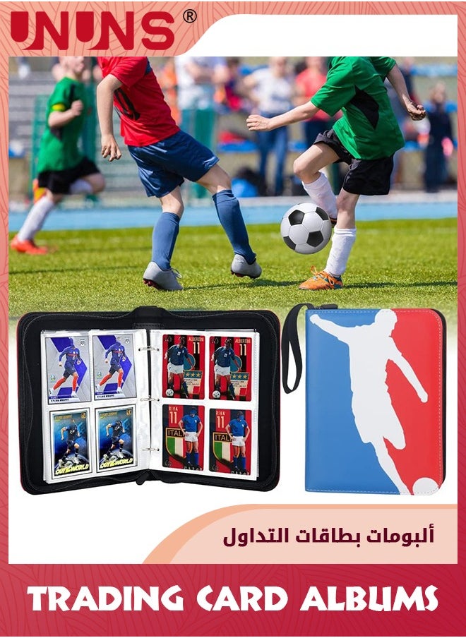 UNUNS Football Card Binder Holder,Soccer Trading Cards With Sleeves,400 Sports Card Storage Organizer For Football Basketball Baseball Soccer Trading Cards With 50 Removable Sleeves 4 Pocket Pages  - Image 2