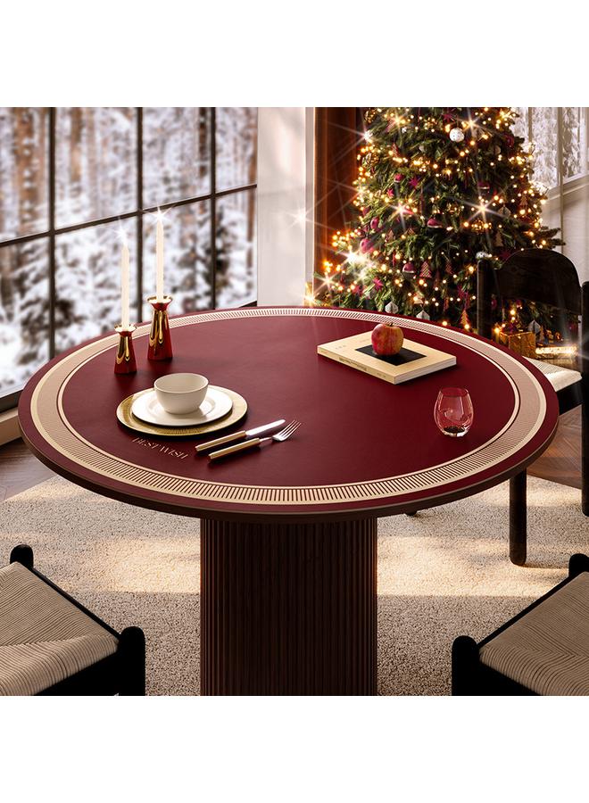 Bluejw Tablecloth Oil-resistant Dirty-resistant New Year Love Song Leather Table Mat Red Festive Light Luxury High-end Decorative Waterproof Round Tablecloth - Image 1
