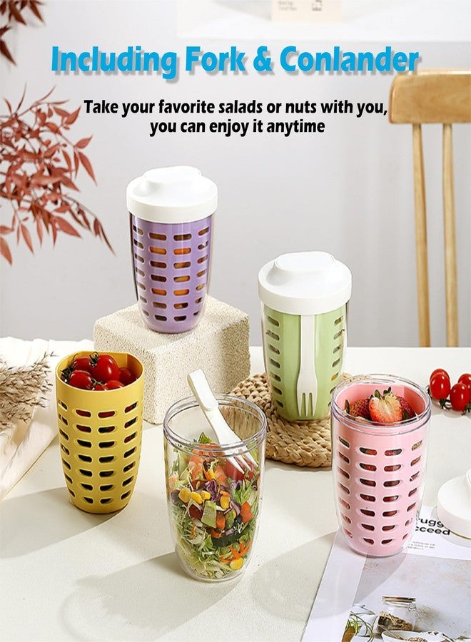 daasigwaa Fresh Fruit Salad Storage Cup To Go With Lids, Fork & Drain Baskets, Reusable Leakproof Food Storage Containers With Removable Colander Keep Fruits, vegetables Fresh Longer, 22 oz(Purple) - Image 4