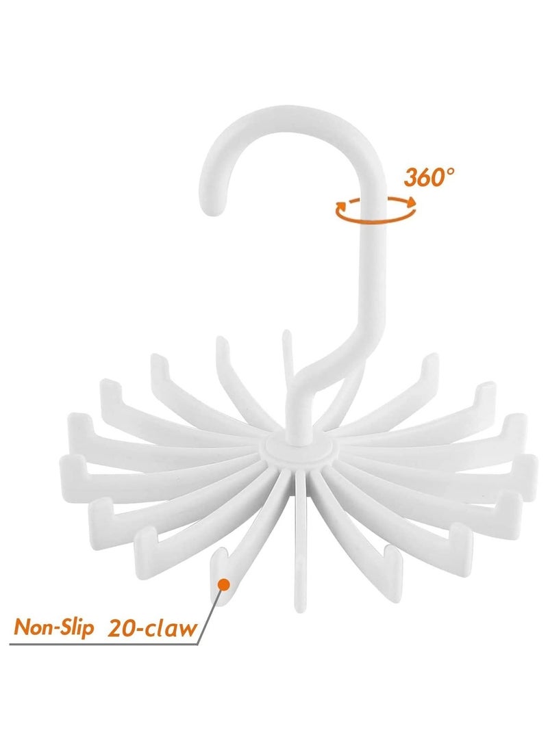 MIRFA Multifunctional Tie Rack 20 Claw Hanger 4.4 Inches Large Size Twirl Plastic Ties Hanger for Women Men Home Bedroom Supplies Rotating Belt Scarf Hanger Holder Hook for Closet Storage Pack of 4 in  Whit  - Image 5