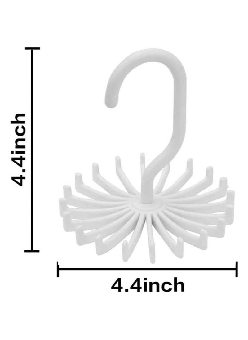 MIRFA Multifunctional Tie Rack 20 Claw Hanger 4.4 Inches Large Size Twirl Plastic Ties Hanger for Women Men Home Bedroom Supplies Rotating Belt Scarf Hanger Holder Hook for Closet Storage Pack of 4 in  Whit  - Image 3
