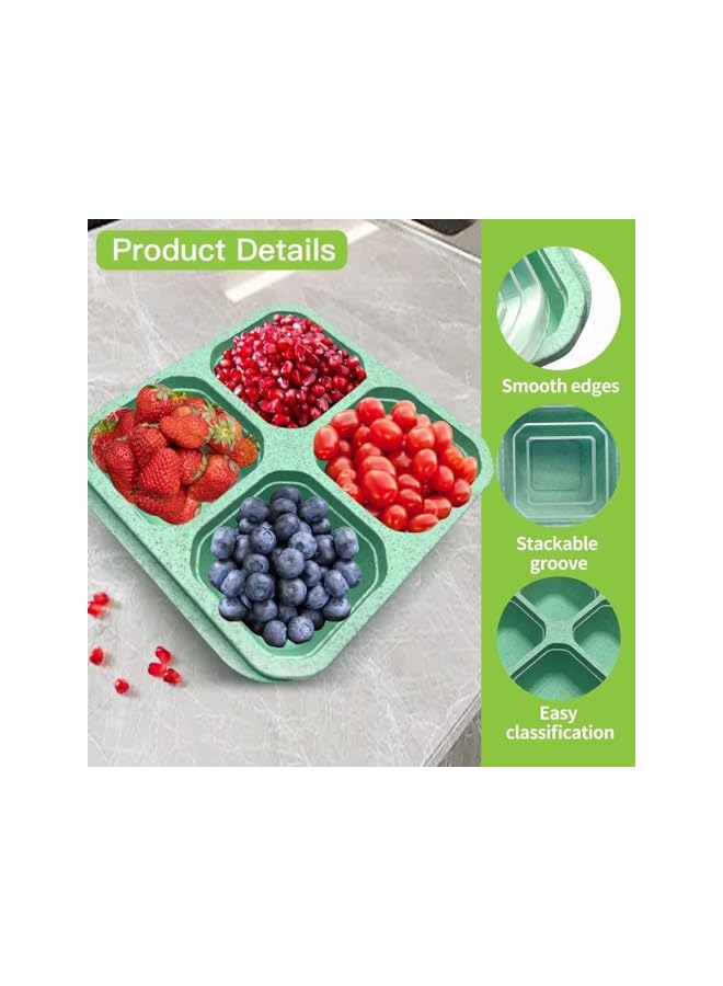 Green Tiger Snack Containers for Kids, 4PCS Snack Box Container with Compartment, 4 Compartment Bento Box for Kids, Reusable Meal Prep Lunchable Containers for Travel Work - Image 2