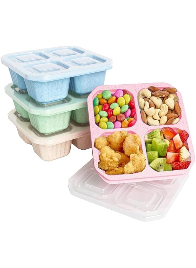 Green Tiger Snack Containers for Kids, 4PCS Snack Box Container with Compartment, 4 Compartment Bento Box for Kids, Reusable Meal Prep Lunchable Containers for Travel Work - Image 1